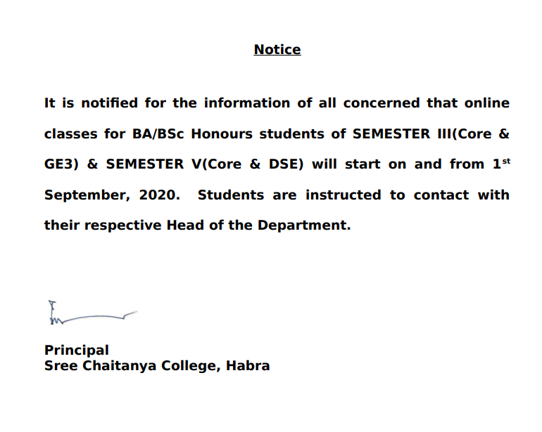 Notice for Comencement of Class